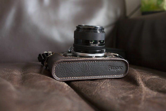 FunperCanonAE-1専用ブルタイプ本革ボディケースダークブラウン