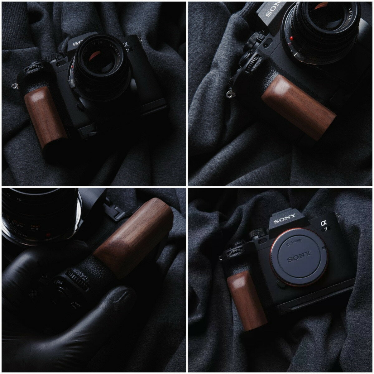 SONY A7M4 A7R5 a7IV α7RIV 専用 ハンドグリップメタル 檀木材 ハンドメイド ボディケース 用のハンドグリップです 高級手作り木質 互換 電池交換便利 底面開閉 2