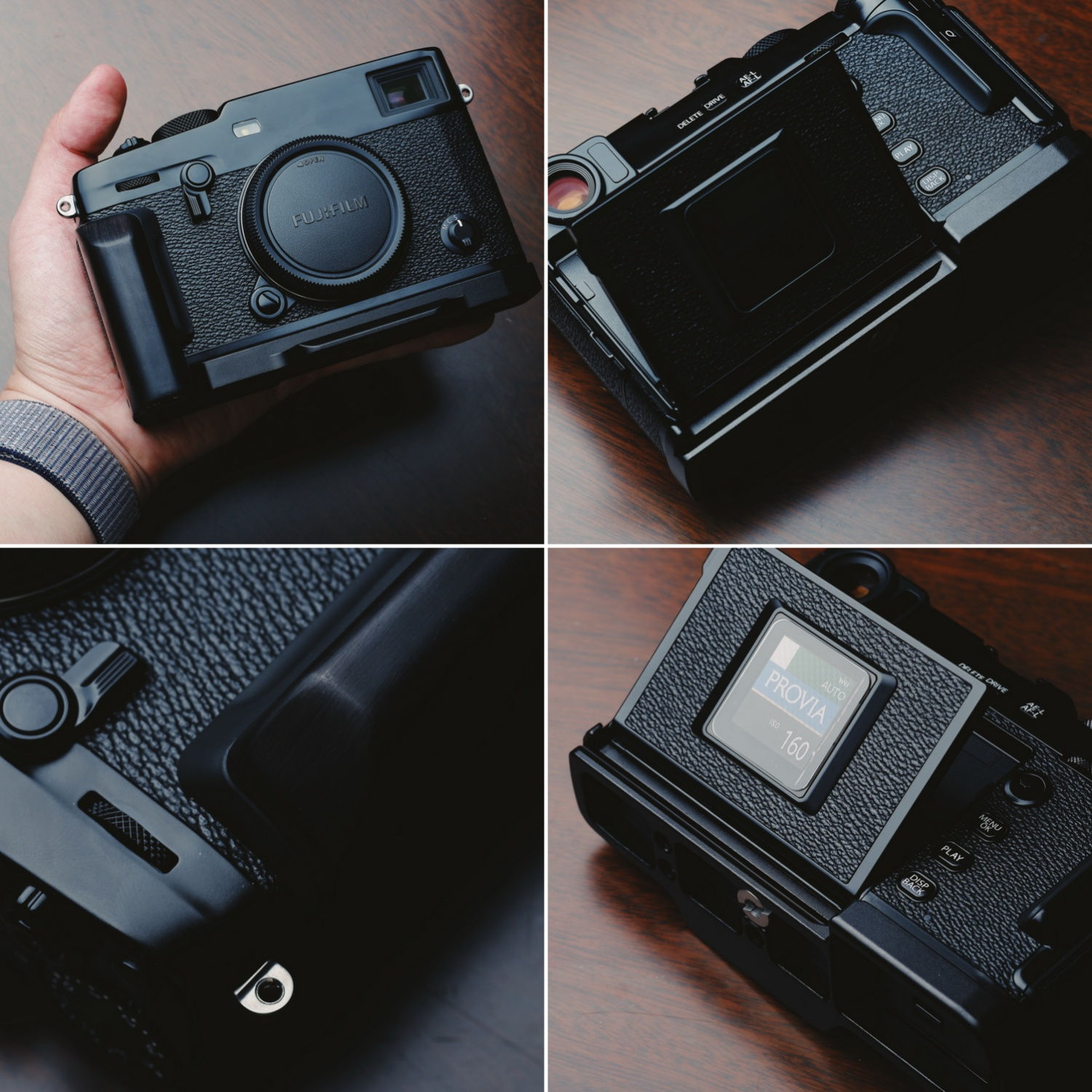 FUJIFILM X-pro3 専用 ハンドグリップメタル 檀木材 ハンドメイド ボディケース 用...
