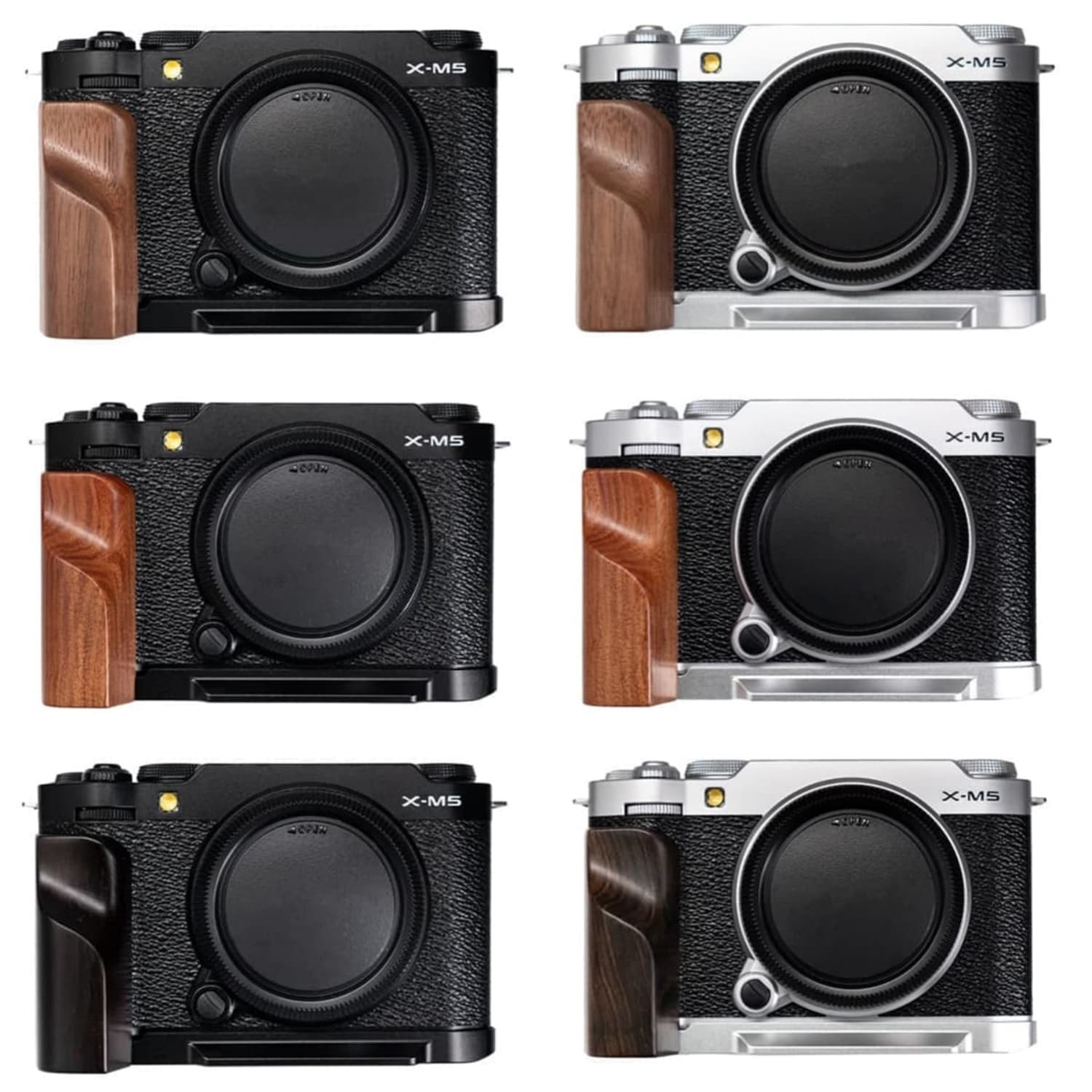Fujifilm X-M5 専用 カメラウッドグリップ 高級檀木材 木製ハンドル メタルベース ...