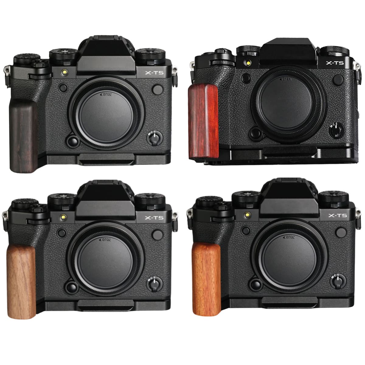 Fujifilm X-T5 XT5 専用 カメラウッドグリップ 高級檀木材 木製ハンドル メタルベース L型グリップ ハ..