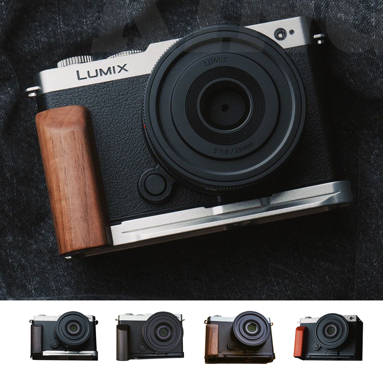 乐天商城 - Panasonic S9 専用 カメラウッドグリップ 高級檀木材 木製ハンドル メタルベース L型グリップ ハンドメイド カメラケージ 電池交換可能