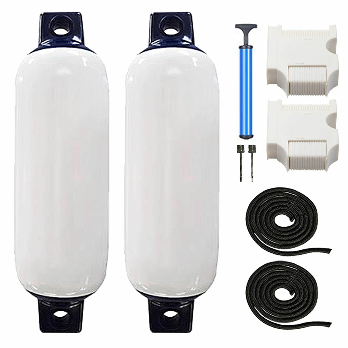 空気充填済 ボートフェンダー 2本セット ピース インフレータブルボートPVC抗衝突バレルマリンフェンダー ボートバンパー バンパーボールアジャスター 付き