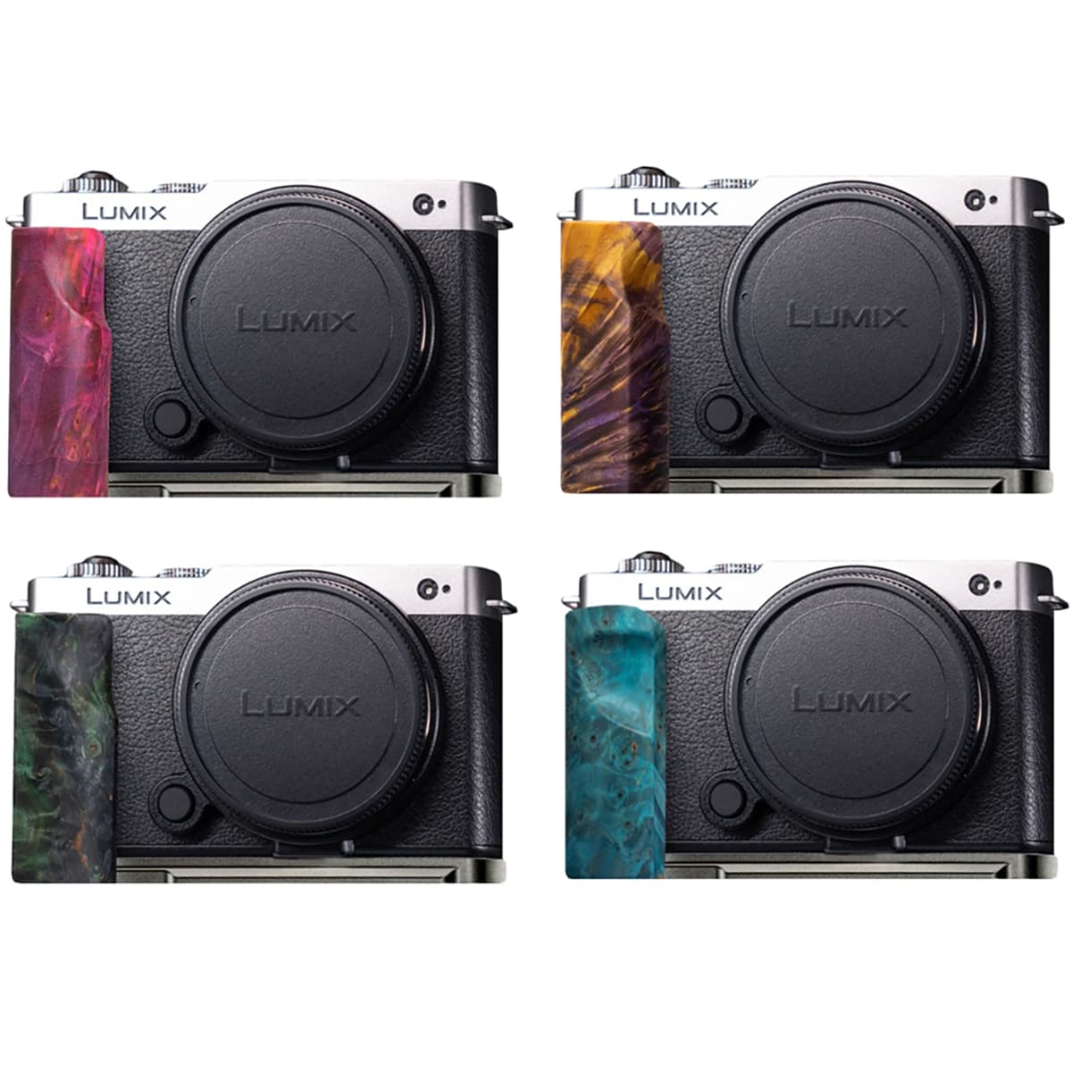 Buffalo - Panasonic S9 専用 カメラウッドグリップ 高級檀木材 木製ハンドル メタルベース L型グリップ ハンドメイド カメラケージ 電池交換可能