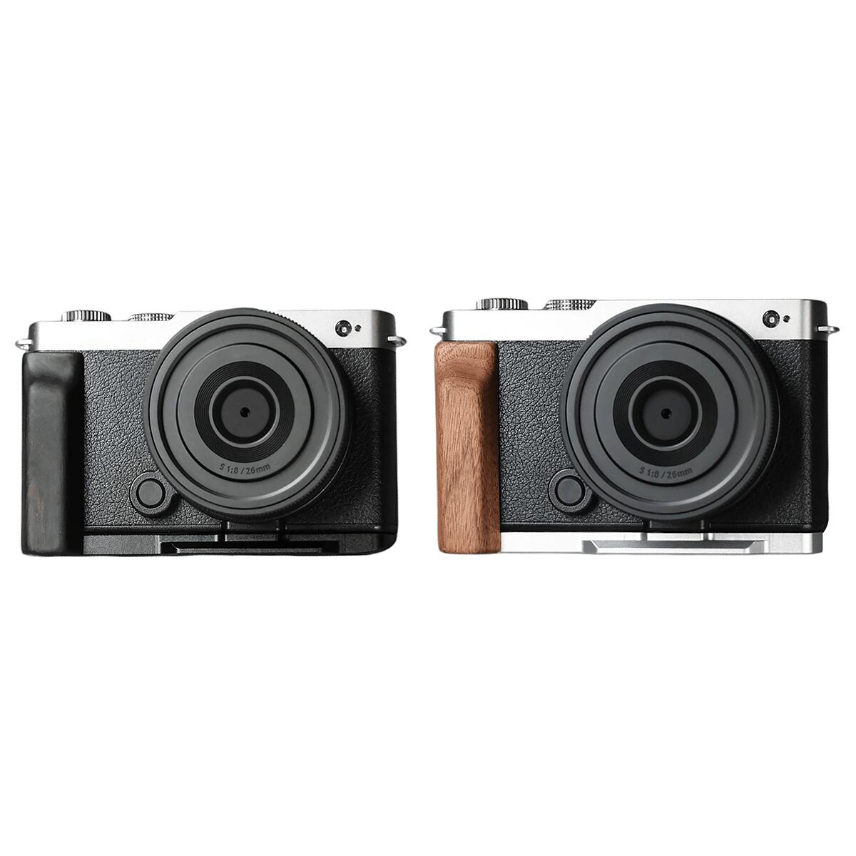 Panasonic S9 専用 カメラウッドグリップ 高級檀木材 木製ハンドル メタルベース L型グリップ ハンドメイド カメラケージ 電池交換可能