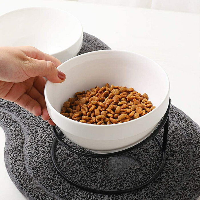 犬 食器 猫 食器 ボウル 猫 犬 フードボウル ペットボウル 犬猫用ボウル スタンド 脚付 食べやすい 滑り止め 食器台 ペット食器 ランダムカラー ブラック+ゴールド 2pcs