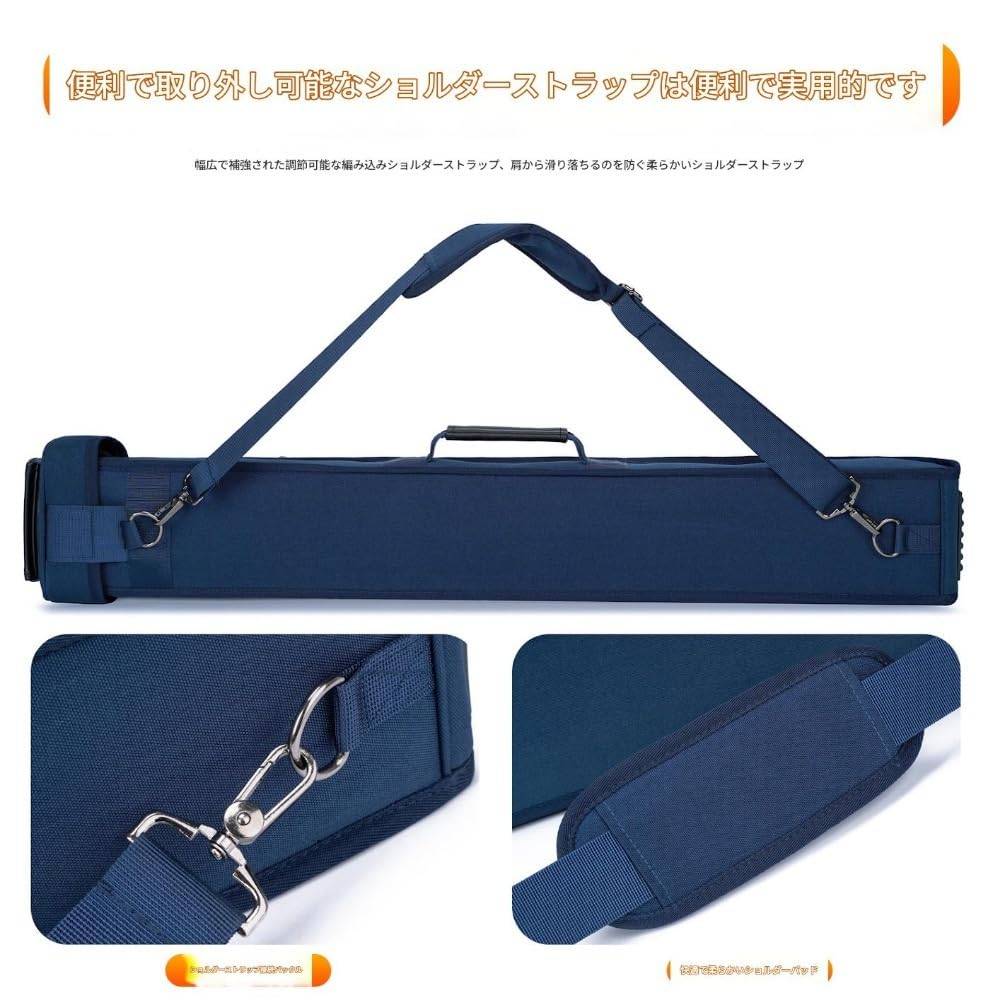 イーサン恵の1200Dオックスフォードビリヤードプールキュースティックケース、1/2スヌーカービリヤードキュー収納ケース、軽量ポータブルソフト7ホールキューバッグキャリーバッグ3バット4シャフト収納、ハンドルと調節可能なショルダーストラップ付き｜アングル3
