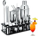 カクテルシェイカー 23点セット カクテル セット 道具 550ml カクテル シェイカー セット ステンレス製 cocktail set カクテルセット バーテンダー 初心者用 バーセット 業務 自宅用