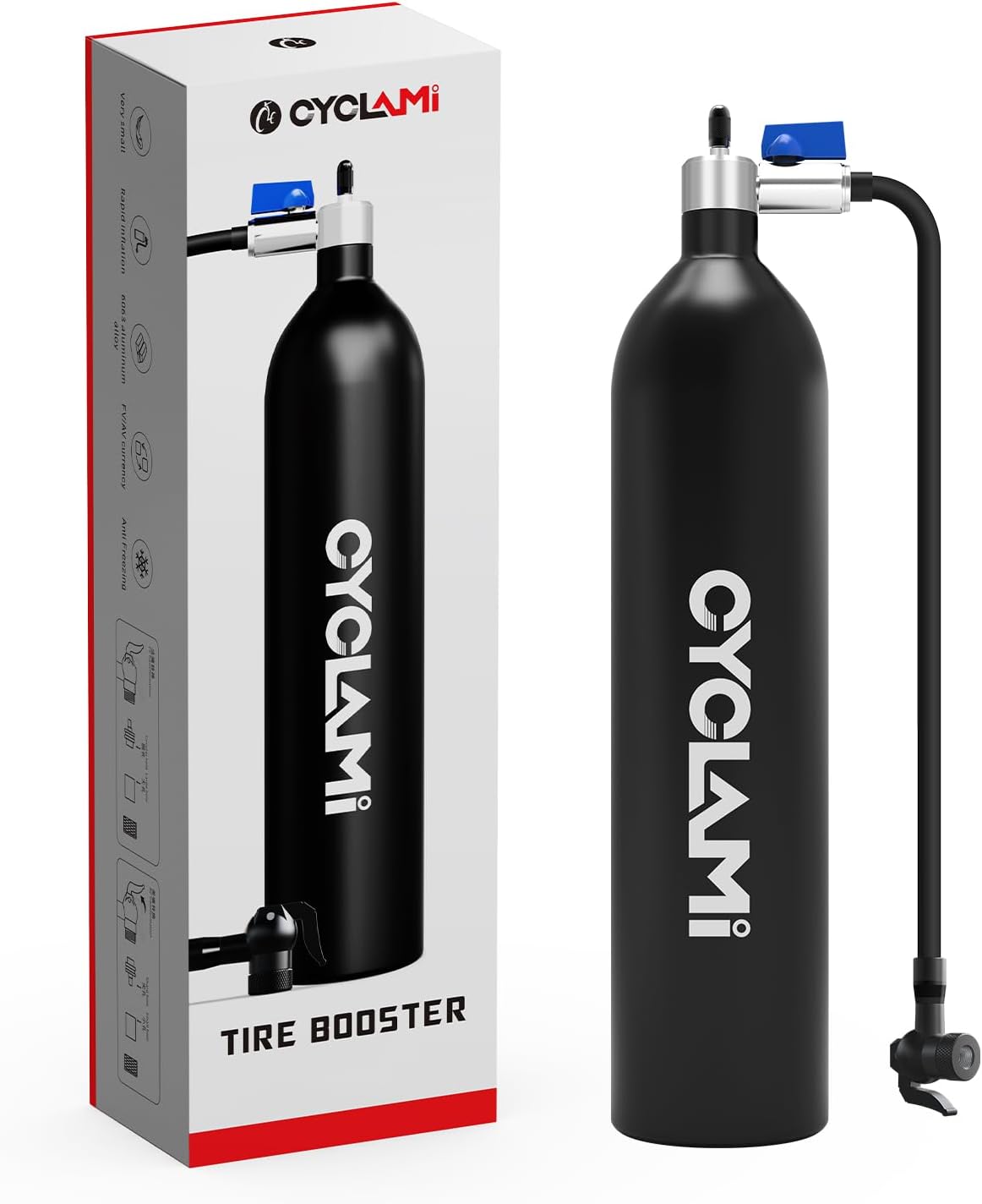 CYCLAMI タイヤブースター - 1.2L アルミ合金 MTB ロード インフレーター タイヤ 空気入れ - バルブ ガスシリンダー & アクセサリー(4)
