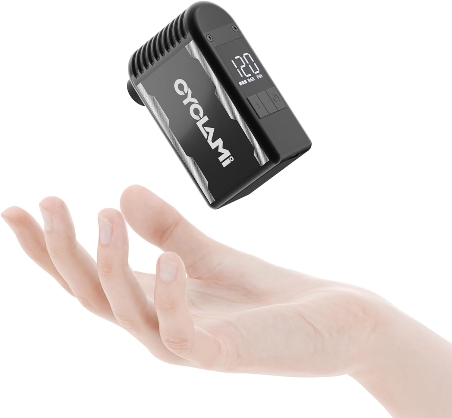 CYCLAMI 電動空気入れ 自転車 120PSI気圧表示 携帯 電動ポンプ 携帯ポンプ 小型 電動空気入れ 米式仏式バルブ対応 軽量 自動 USB 充電式