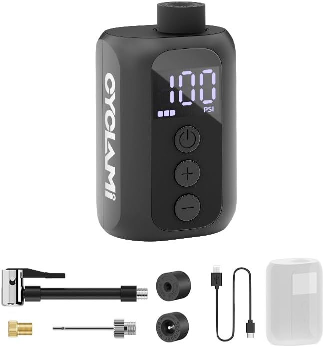 CYCLAMI A5S 自転車 空気入れ 100PSI気圧表示 携帯 電動ポンプ 携帯ポンプ 小型