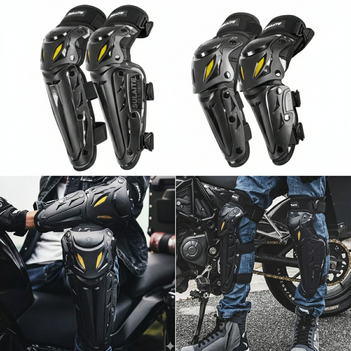 バイクプロテクター膝肘 4 点セット柔軟伸縮性オートバイ用自転車用ニーパッドエルボーパッドスポーツ..