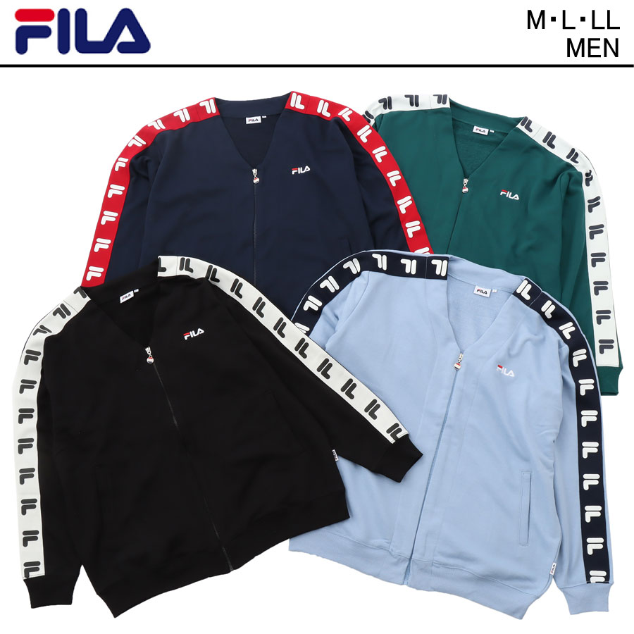 FILA フィラ ロゴ 袖ライン フルジップトレーナー メンズ 裏毛トレーナー スポーツウェア スポーツ ブランド カジュアル 黒 紺 ネイビー サックス 緑 春 秋 冬 ストリート トレンド イタリア ヤングト スウェット テニス ウェア