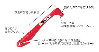TOYOTA【トヨタ】VELLFIRE【ヴェルファイア】30系レスキューマン3ハンマー＆カッターAGH30 GGH30 純正 用品 部品 パーツ アクセサリ オプション 08237-00003【宅配便 小サイズ】