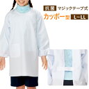 【メール便対応】学童用白衣 カッポー型 抗菌 小学生 L LL 割烹着 かっぽう着 給食着 給食衣 給食白衣 エプロン 袖付きエプロン 男子 女子 学校 給食エ...