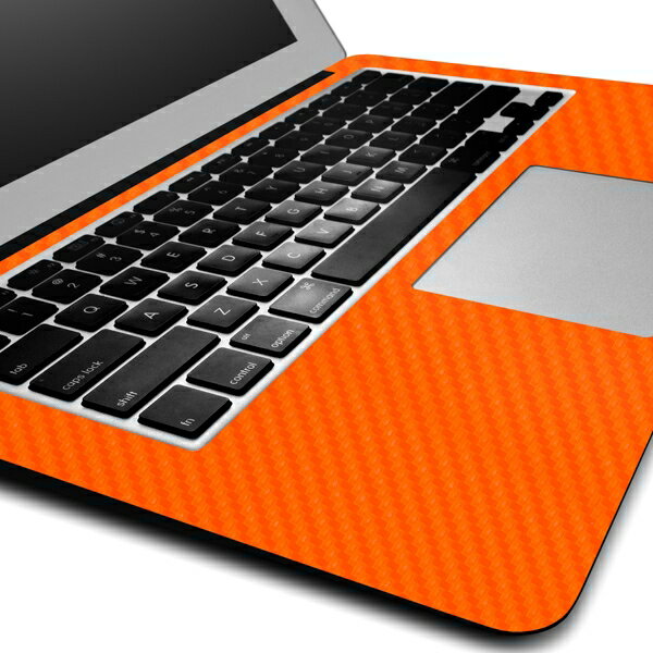 MacBook Air(2012-2017) 13インチのパームレストの手汗汚れ、傷、ヒンヤリ感をお洒落に解決！【13インチ カーボン調プレミアムスキンシール】【カーボンオレンジ】