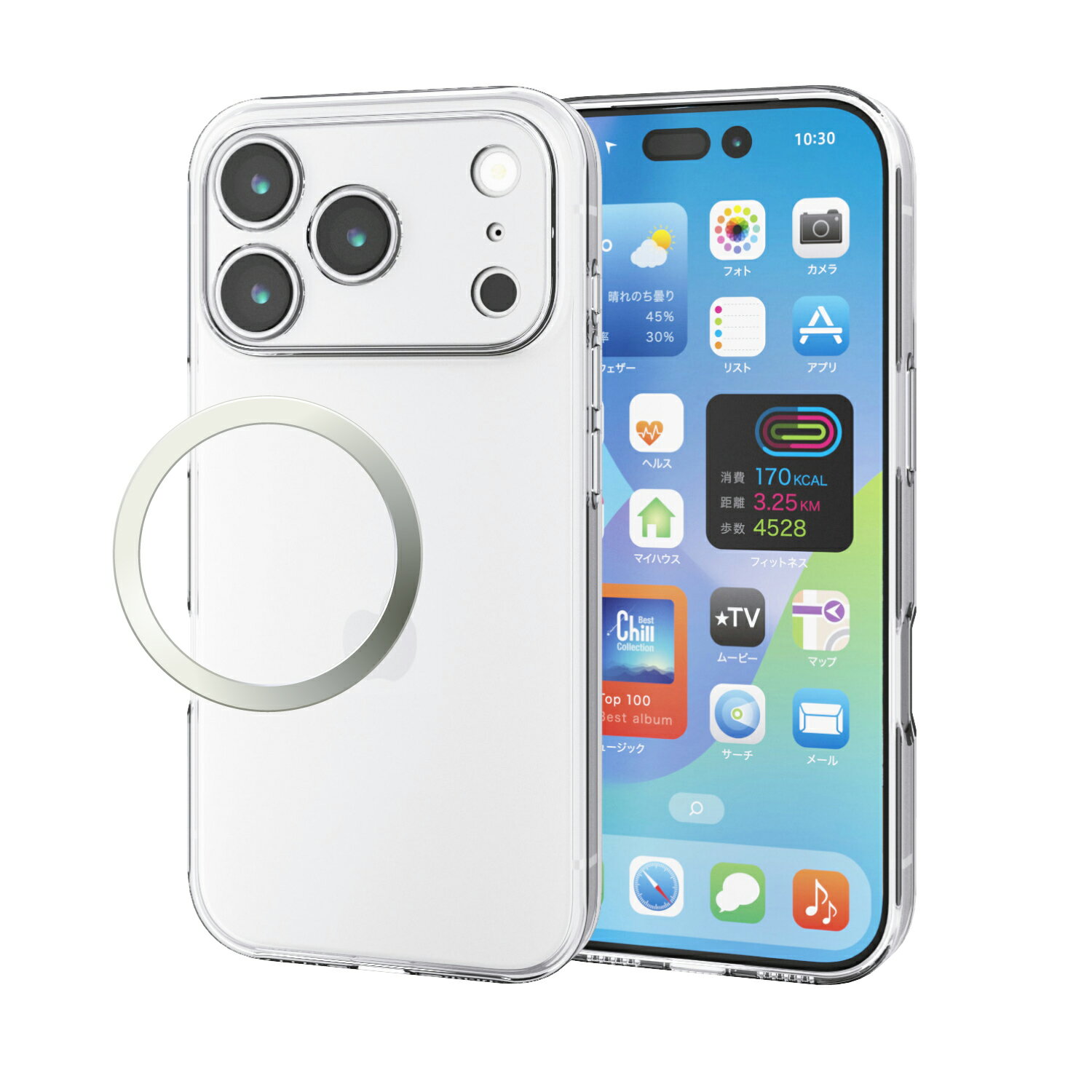 乐天商城 - ELECOM（エレコム）iPhone 17 Pro ケース ソフト 磁気吸着対応メタルステッカー付 極限保護 クリア PM-A25CUCTKCR