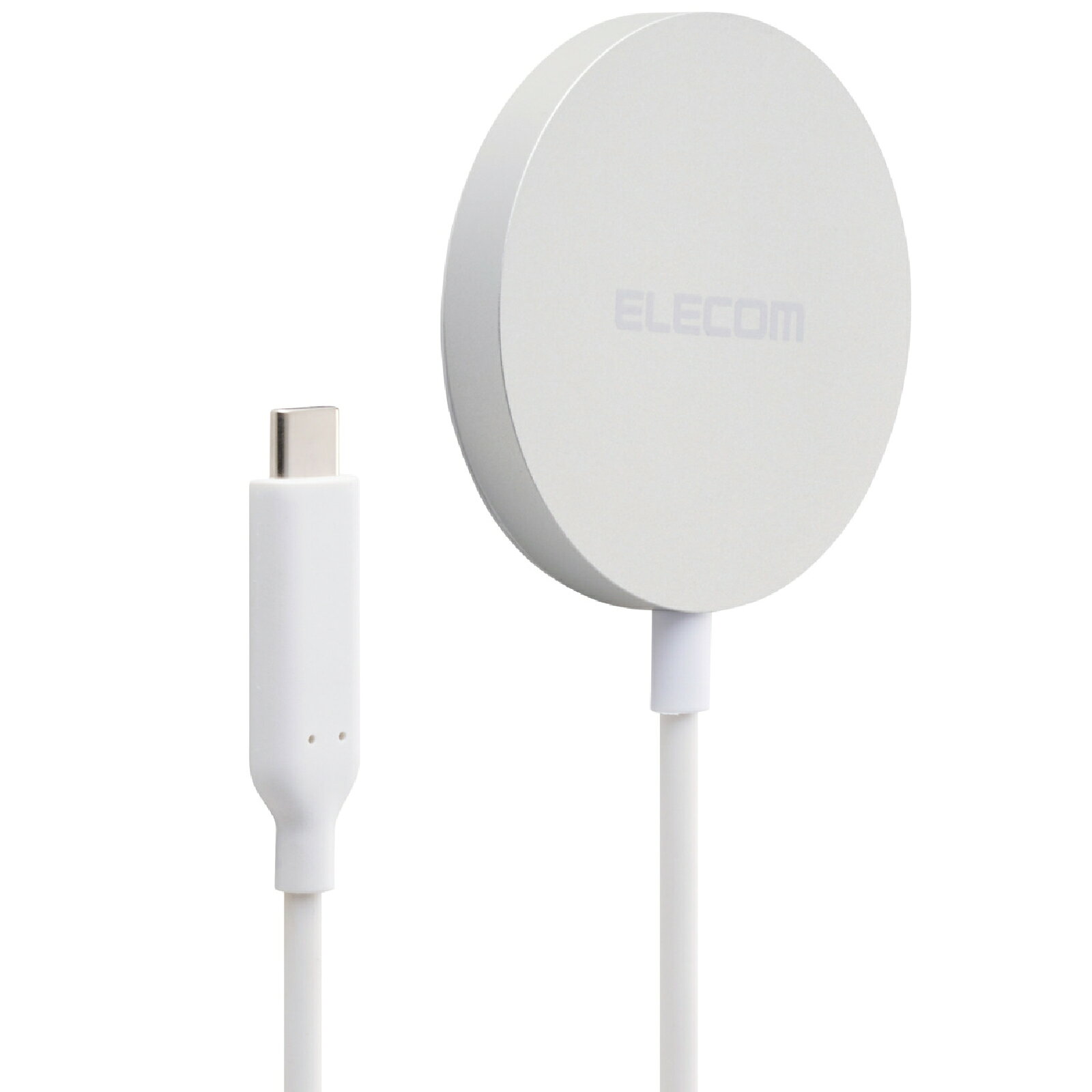 ELECOM（エレコム）ワイヤレス充電器 Qi2 25W 卓上パッド マグネット式 高速充電 Qi2対応iPhone/Androidスマホ用 Type-C一体型1m シルバー W-MA12SV