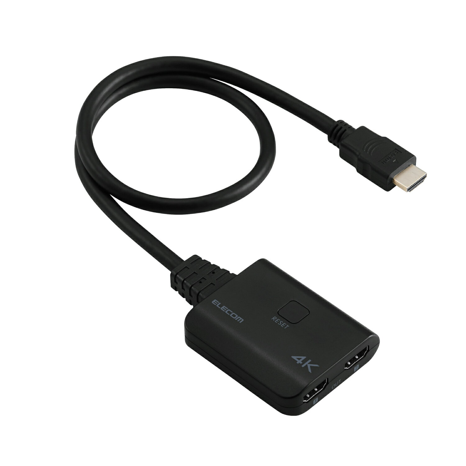 ELECOM（エレコム）HDMI 分配器 1入力2出力 スプリッター 4K対応 金メッキ端子 USB給電ケーブル付属 ブラック VSP-HD4K120BK