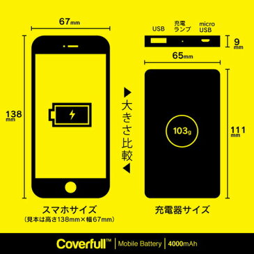 【送料無料】 家紋シリーズ モバイルバッテリー 祇園守 (ぎおんまもり) 【Coverfull】 4000mAh microUSBケーブル付き 充電器 iPhone アイフォン Android アンドロイド