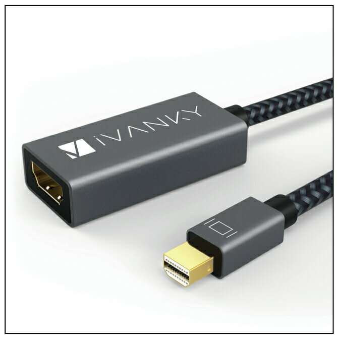 【2本セット】 iVanky VBL01 VBL03 0.2m Grey & Black Silver Mini DisplayPort to HDMI 変換アダプター Thunderbolt 2 to HDMI ミニディスプレイポート サンダーボルト Apple Mac Macbook Air Pro iMac Microsoft 送料無料