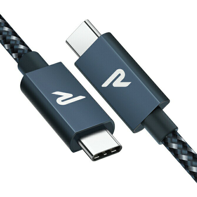 RAMPOW RAD03 2m Navy Type-C to Type-C Cable E-Mark 100W 20Gbps PD QC 5A 急速充電 高速充電 高速データ転送 スマホ スマートフォン iPad Pro MacBook Pro Nintendo Switch GoPro カメラ 人気 送料無料