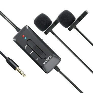 【送料無料】【MAMEN】【KM-D2 Pro】【Dual Omnidirectional Lavalier Mic】【デュアル 全指向性 小型マイク】【3.5mmジャック】【6.3mmジャック】【2人同時】【風防付き】【Vlog】インタビュー 動画 撮影 音声 録音 コンパクト 軽量 ピンマイク スマホ スマートフォン