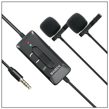 【送料無料】【MAMEN】【KM-D2 Pro】【Dual Omnidirectional Lavalier Mic】【デュアル 全指向性 小型マイク】【3.5mmジャック】【6.3mmジャック】【2人同時】【風防付き】【Vlog】インタビュー 動画 撮影 音声 録音 コンパクト 軽量 ピンマイク スマホ スマートフォン