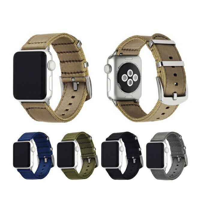 ●在庫限り特価●Apple Watch アップルウォッチ Nylon canvas blet ナイロン キャンバス ベルト アップルウォッチストラップ 定番 シンプル ナイロン キャンバス 無地 ソリッド アーミー 軍 オリジナル バンド 美しい 大人 メンズ 送料無料