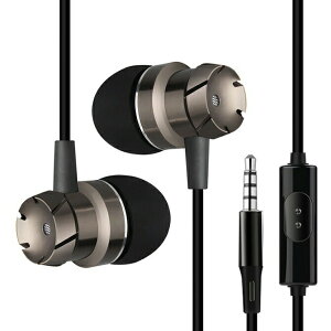 HS017 In-ear headphones with metal wire and mobile phone strap control 3.5mm スマホ タブレット PC パソコン ノートパソコン イヤホン イヤフォン 有線 カナル型 高音質 重低音 マイク内蔵 遮音性 リモコン付き テレワーク 通話 会議 送料無料