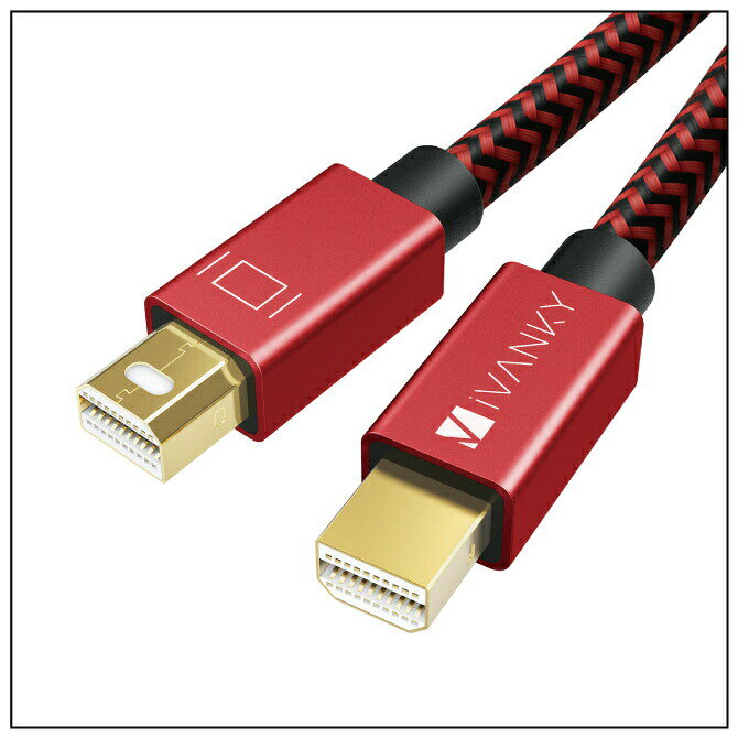 【2本セット】 iVANKY VBB08 2m Red x Black Mini DisplayPort to Mini DisplayPort 4K@60Hz mini DP ミニディスプレイポート Mini DisplayPort 1.2 HDCP 1.4 高解像度 映像 画像 音声 転送 ラップトップ 送料無料