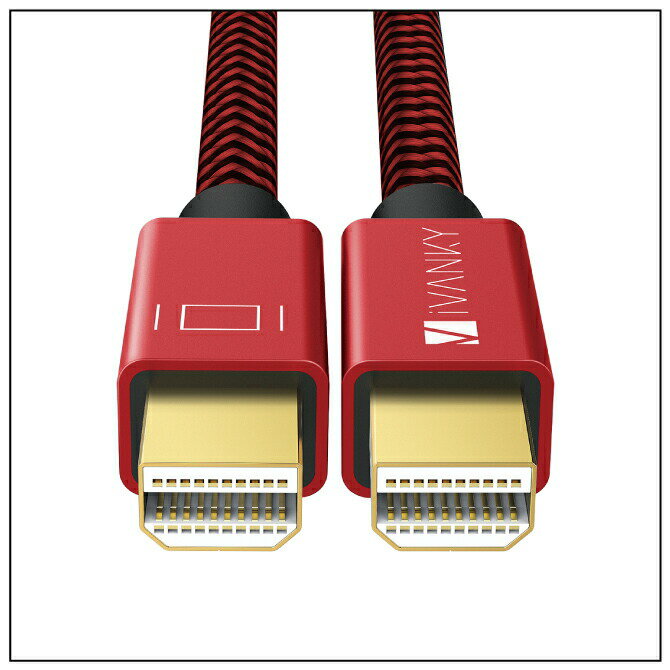 【2本セット】 iVANKY VBB08 2m Red x Black Mini DisplayPort to Mini DisplayPort 4K@60Hz mini DP ミニディスプレイポート Mini DisplayPort 1.2 HDCP 1.4 高解像度 映像 画像 音声 転送 ラップトップ 送料無料
