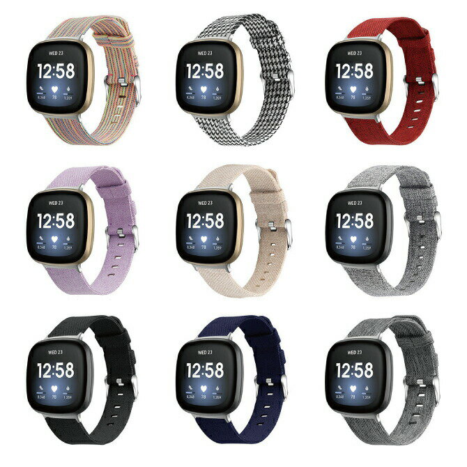 Fitbit եåȥӥå Versa 3 С 3 Sense  New design canvas belt ˥塼 ǥ Х ٥...