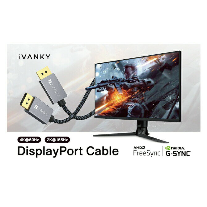 iVANKY VBC01 2m Gray & Black DisplayPort Cable ディスプレイポート ケーブル 4K@60Hz 高精細 ビデオ 再生 高解像度 144Hz 対応 DP 1.2 ゲーム モニター ディスプレイ パソコン PC 人気 便利グッズ オススメ 送料無料 - 3