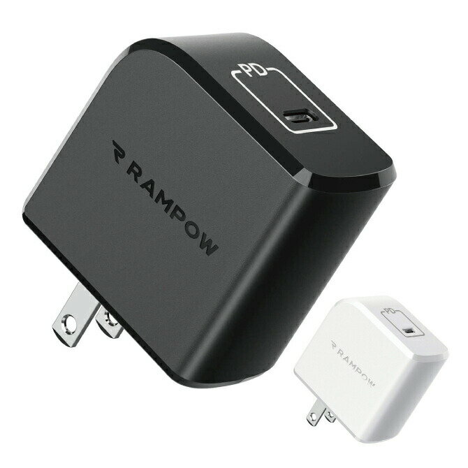 RAMPOW RBA05 (Black) RBA06 (White) 61W GaN Type-C Port PD Wall Charger 高速 USB-C 急速充電器 PD充電器 PD QC 対応 USB-C機器 対応 iPhone スマートフォン スマホ iPad タブレット ノートパソコン Nintendo Switch カメラ 人気 便利グッズ 送料無料