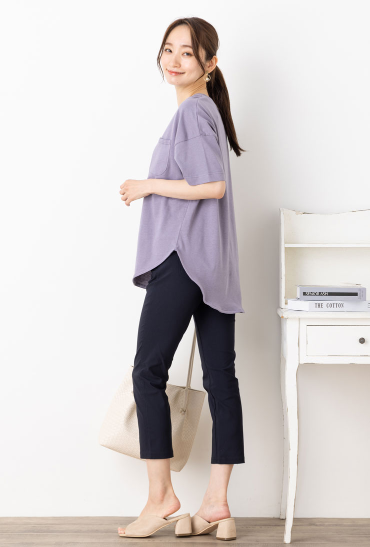 サマー パンツ 七分丈 UVカット レディース ボトムス 春 夏◆【メール便 送料無料12】【S〜LL】麻混3DサマーライトハイパーストレッチUV接触冷感 プルオン クロップド レギンスパンツ(60丈)（ウエストゴム）【エコ包装】[pt][ カジュアル 秋 大きいサイズ スキニー ][at]