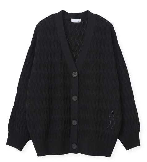 ニット カーディガン レディース トップス 春 秋 ◆【SALE50】 12G ドライ タッチ リーフ 地柄 Vネック ニット ドロップショルダー 長袖 カーディガン【エコ包装】[cd]■メール便不可■[ オフィス カジュアル ビジネス 母 ママ 春 秋 冬 羽織り 編み柄 低身長 ][rc] iservice-10013533 リオマル パッケージ画像