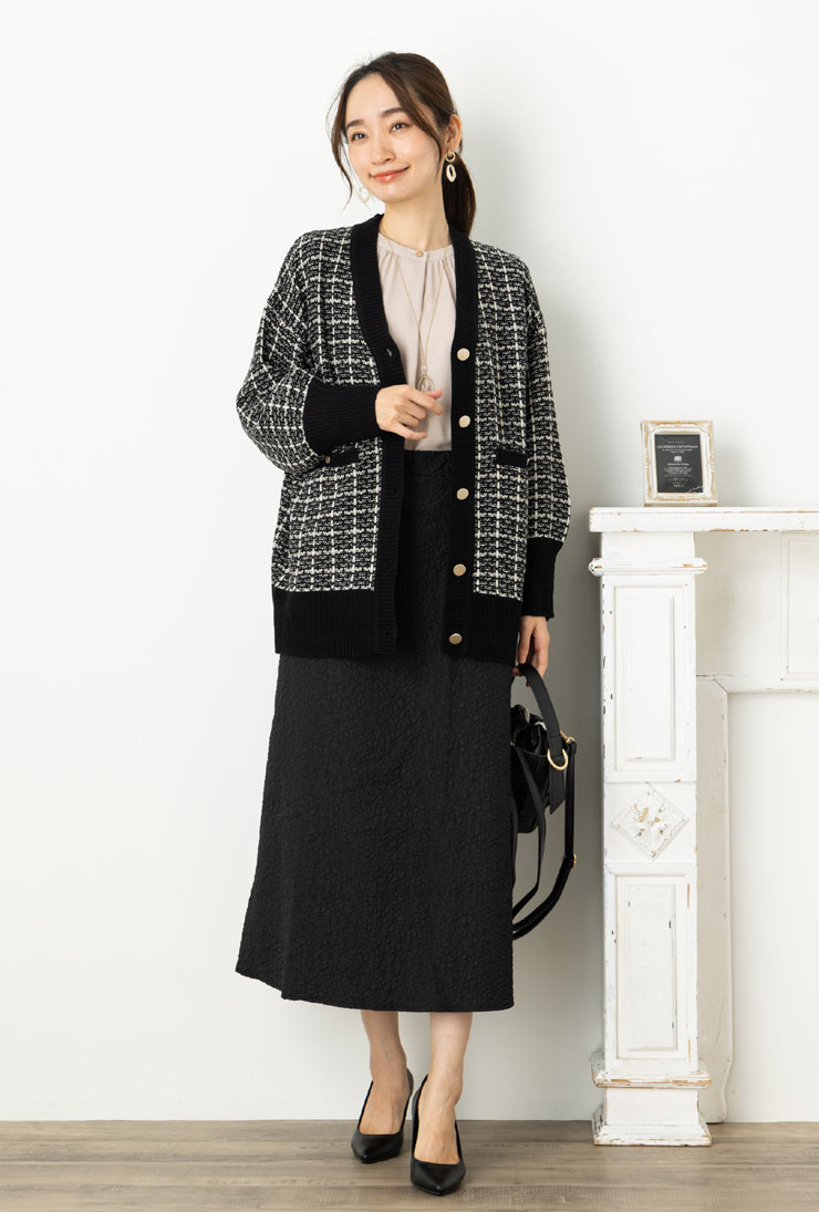 ＼エントリー10倍／ニットツイード カーディガン ジャケット レディース トップス 秋 冬 春 ◆【SALE40】 12G バルキー ツイード Vネック ニット 長袖 カーディガン【エコ包装】[cd]■メール便不可■[rc] 3