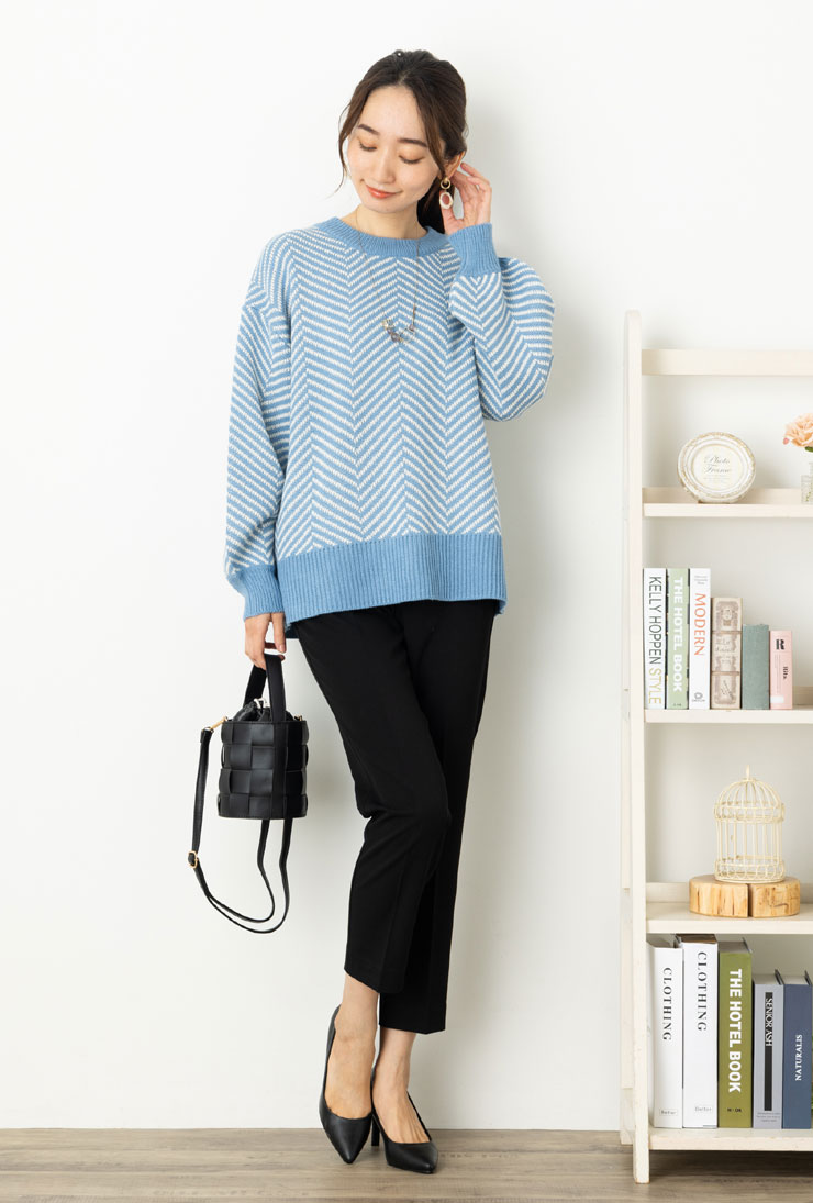 LLサイズ パンツ レディース ボトムス 春 秋◆【SALE50】【メール便 送料無料12】TR 2WAYストレッチ ツイル センタープレス テーパード プルオン パンツ(後ろ ウエスト ゴム)(無地/チェック)【エコ包装】[pt][ フォーマル セレモニー オフィス カジュアル ビジネス 冬 ][rc] iservice-10012698 リオマル サンプル画像3
