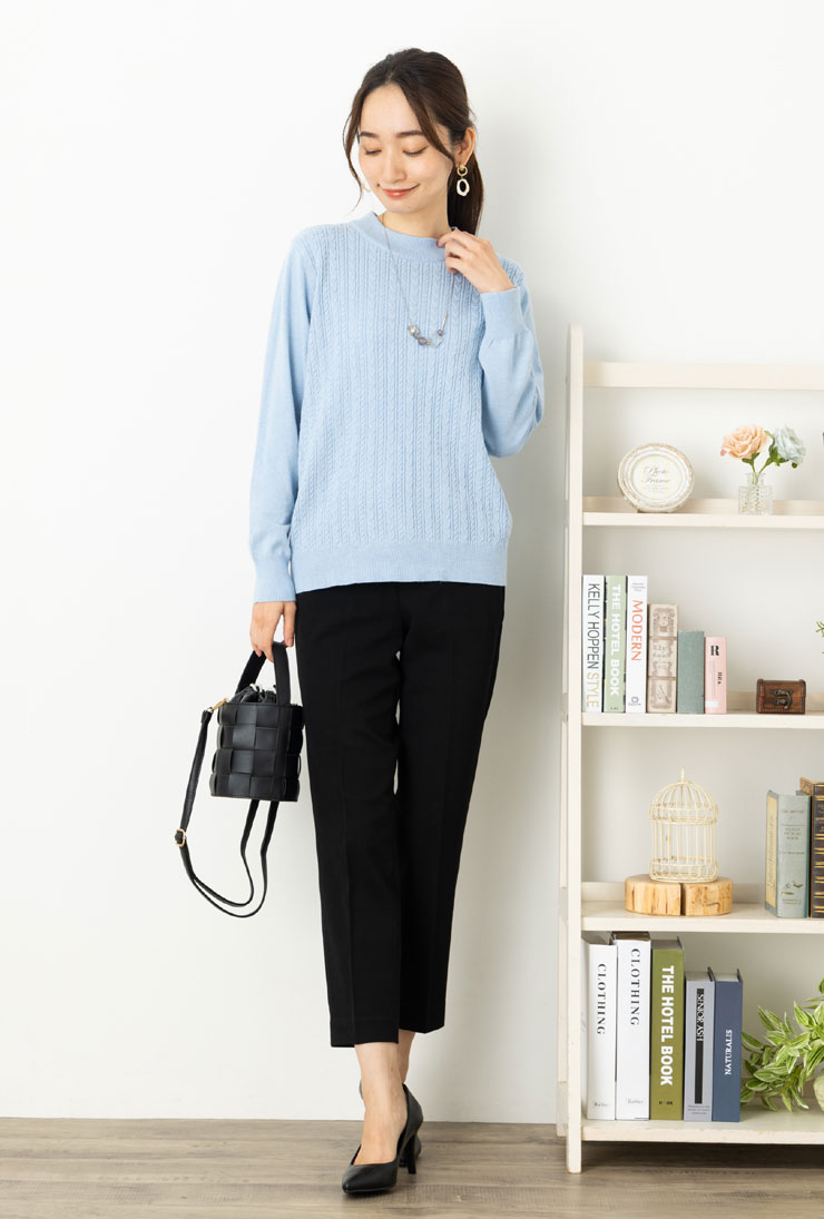 LLサイズ パンツ レディース ボトムス 春 秋◆【SALE50】【メール便 送料無料12】TR 2WAYストレッチ ツイル センタープレス テーパード プルオン パンツ(後ろ ウエスト ゴム)(無地/チェック)【エコ包装】[pt][ フォーマル セレモニー オフィス カジュアル ビジネス 冬 ][rc] iservice-10012698 リオマル サンプル画像2