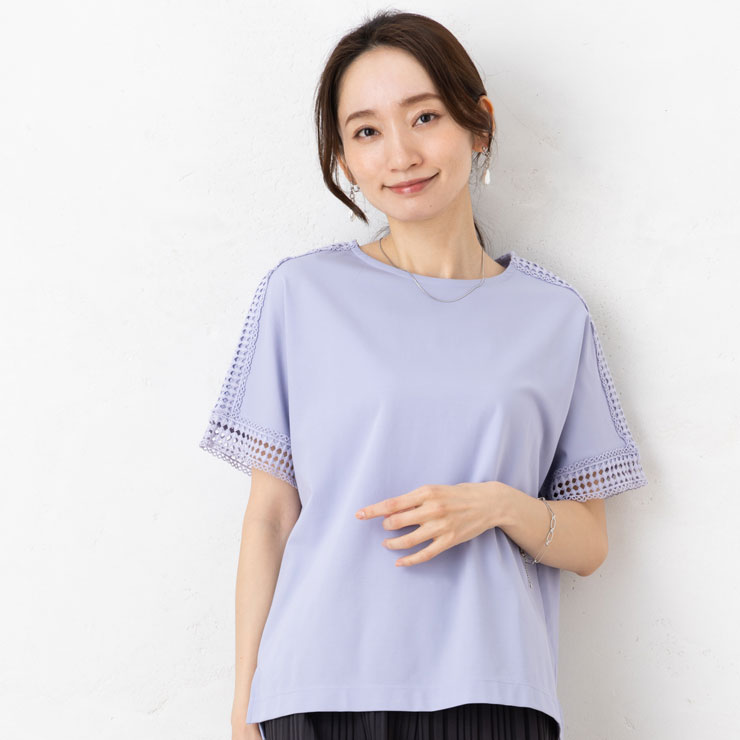 楽天市場】レース トップス 半袖（カラーパープル）（Tシャツ