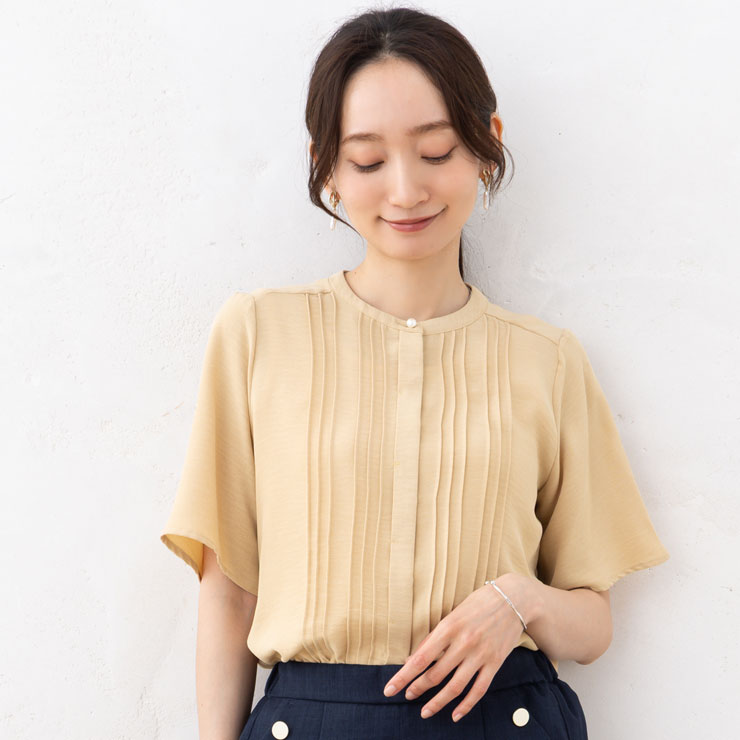 HERNO / 半袖ブラウス/42/コットン/イエロー/総柄 HERNO◇半袖ブラウス/42/コットン/イエロー/総柄 HERNO ヘルノ