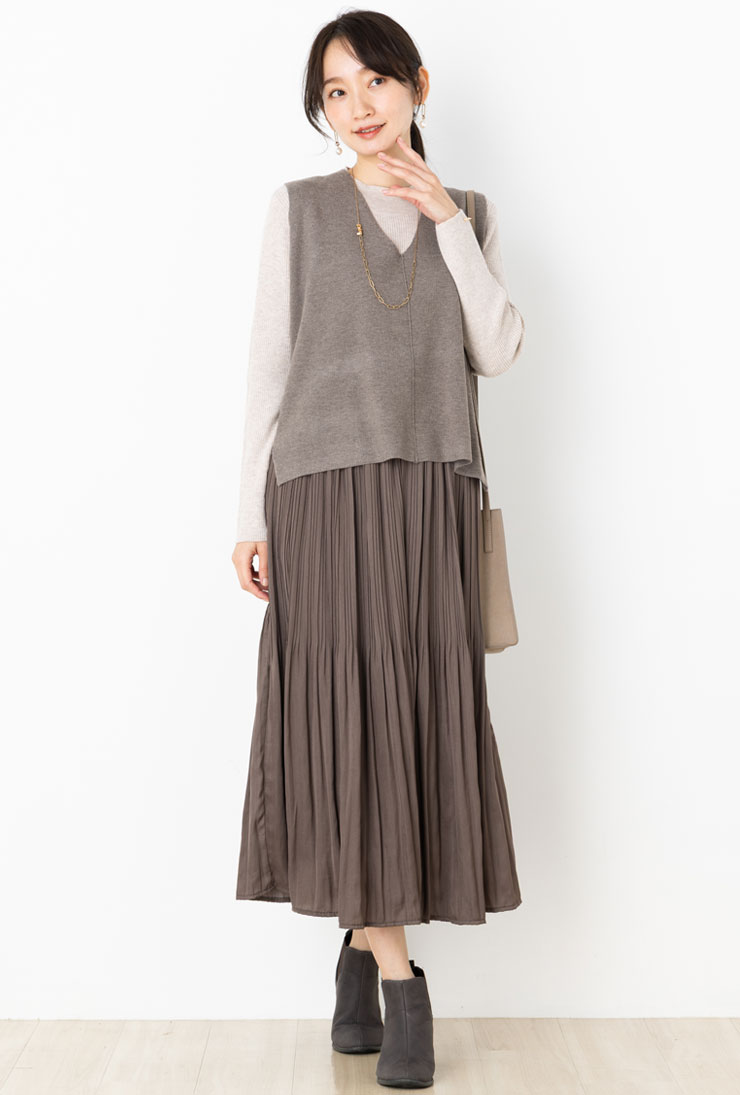 スカート ロング レディース 春 ◆【メール便 送料無料12】【M〜L】ヴィンテージ サテン ランダム 裾消し プリーツ ロング 丈 フレア スカート(ウエストゴム)【エコ包装】[sk][ オフィス カジュアル ママ 春 夏 秋 冬 フォーマル セレモニー 入学式 卒業式 七五三 ][il] - Image 2