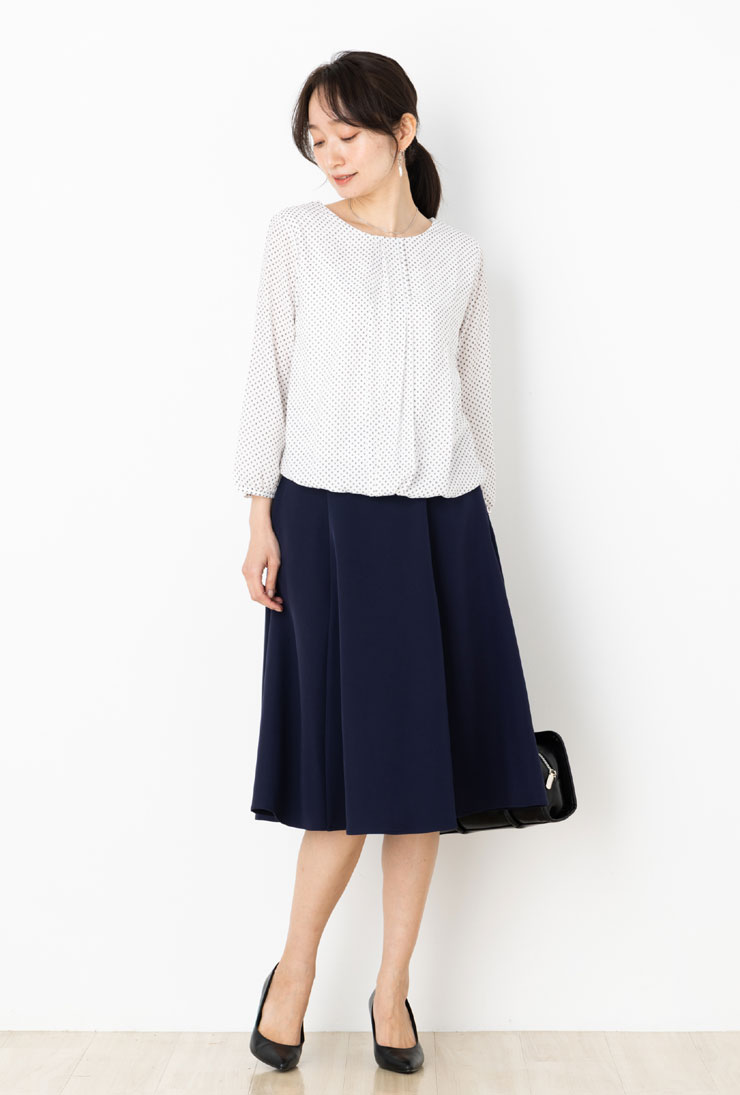 スカート ミモレ ひざ丈 レディース ポケット付き ◆【メール便 送料無料12】【S〜LL】T ダブルクロスストレッチ ツイル ウォッシャブル 6枚はぎ フレア ミモレ丈 スカート(後ろウエストゴム)【エコ包装】[sk][ フォーマル 入学式 卒業式 オフィス カジュアル 春 秋 冬 ][am] - Image 2