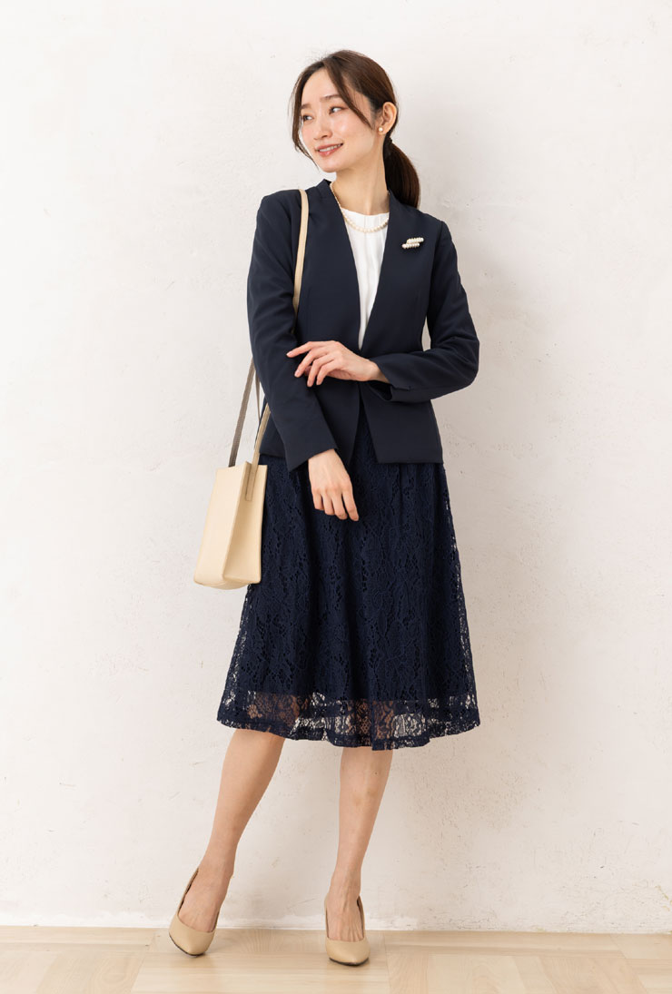 総レース スカート レディース 春 夏 秋◆【メール便 送料無料12】【S〜LL】綿混総レース 裏地スムース ミモレ丈 フレア スカート(後ろウエストゴム)(68丈/75丈)【エコ包装】[sk][ フォーマル セレモニー 入学式 卒業式 オフィス カジュアル 結婚式 ママ ロング 膝丈 ][nb] - Image 2