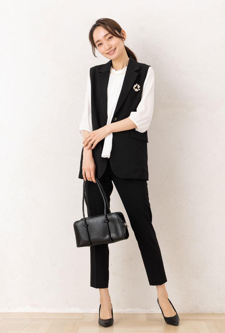 ブラウス 七分袖 レディース オフィス 別注 ◆ 【メール便 送料無料06】【ドラマ着用】ジョーゼット 裏地TR天竺 ボウタイ風 タック 七分袖 ブラウス【エコ包装】[bl][ フォーマル スーツ インナー 入学式 入園 卒業 卒園 白 オフィス カジュアル ママ ][lf] - Image 2