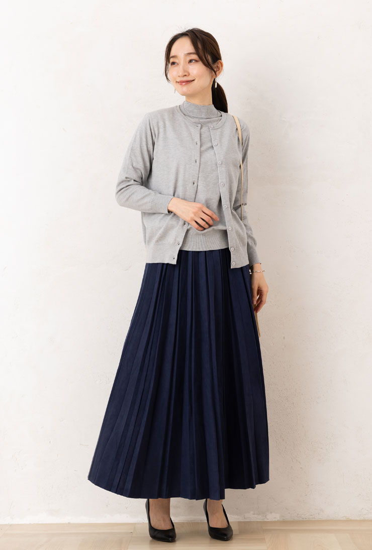 スカート ロング丈 レディース ボトムス 秋 冬 春 ◆ 【M(M〜L相当)】マシュマロ スエード 調 ランダム プリーツ ロング 丈 スカート(ウエストゴム)【エコ包装】[ オフィス カジュアル ママ 可愛い きれいめ 綺麗め 通勤 お出かけ 洗える ][sk]■メール便不可■