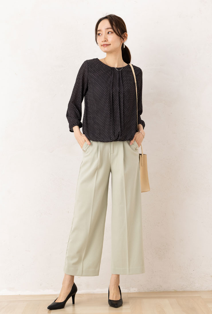 ブラウス レディース フォーマル セレモニー 別注◆【メール便 送料無料06】【S〜LL】ジョーゼット裏スムース フロントタックバルーン 九分袖 ブラウス【エコ包装】[bl][ フォーマル 入学式 入園 卒業式 卒園 オフィス カジュアル ママ 春 秋 冬 カットソー裏地 長袖 ][am] - Image 2