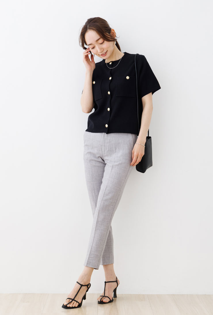 ＼エントリー10倍／パンツ レディース きれいめ 春 夏 秋 別注◆【メール便 送料無料12】【S〜3L】TRストレッチメランジウォッシャブル テーパードパンツ2026 (後ろゴム)(62丈/66丈)【エコ包装】[pt][rc] - Image 3
