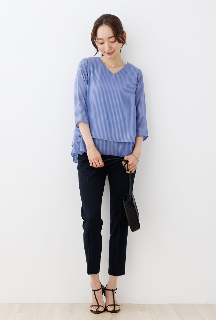 ＼エントリー10倍／パンツ レディース きれいめ 春 夏 秋 別注◆【メール便 送料無料12】【S〜3L】TRストレッチメランジウォッシャブル テーパードパンツ2026 (後ろゴム)(62丈/66丈)【エコ包装】[pt][rc] - Image 2